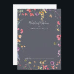 Tarjeta De Consejos Clásicas palabras salvajes Bodas de sabiduría<br><div class="desc">Esta carta clásica azul y salvaje de consejos bodas de sabiduría es perfecta para un boda rústico. El diseño se compone de flores silvestres amarillas, violetas y blancas con follaje en un fondo de color rosa y verde. Estas tarjetas son perfectas para un boda, una ducha de novia, una ducha...</div>