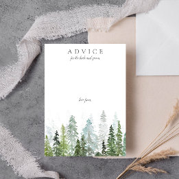 Tarjeta De Consejos Colección de Bodas del bosque de pinos acuarela