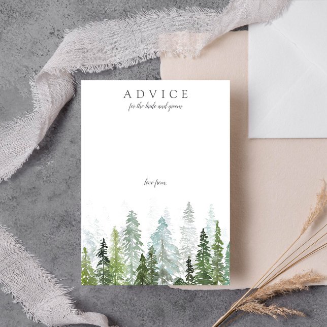 Tarjeta De Consejos Colección de Bodas del bosque de pinos acuarela (Subido por el creador)