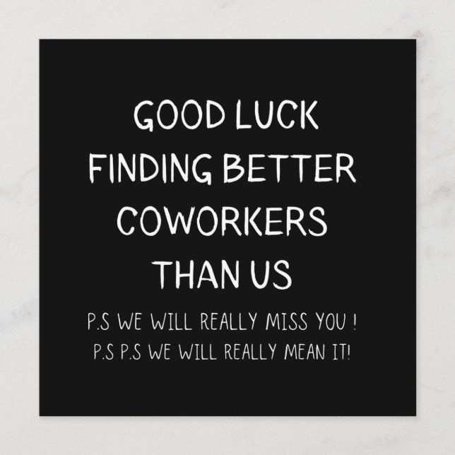 Tarjeta De Consejos Colega deja trabajo nuevo y gracioso (Anverso)