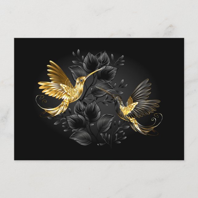 Tarjeta De Consejos Colibrí negro y dorado (Anverso)