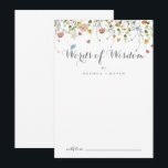 Tarjeta De Consejos Coloridas Dainty Wild Palabras Bodas de sabiduría<br><div class="desc">Esta colorida y salvaje tarjeta de consejo de sabiduría es perfecta para un boda rústico. El diseño se caracteriza por una acuarela pintada a mano con bonitas flores rosadas, onduladas, azules, navales, amarillas, violetas y verdes. Estas tarjetas son perfectas para un boda, una ducha de novia, una ducha de bebé,...</div>