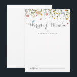 Tarjeta De Consejos Coloridas Dainty Wild Palabras Bodas de sabiduría<br><div class="desc">Esta colorida y salvaje tarjeta de consejo de sabiduría es perfecta para un boda rústico. El diseño se caracteriza por una acuarela pintada a mano con bonitas flores rosadas, onduladas, azules, navales, amarillas, violetas y verdes. Estas tarjetas son perfectas para un boda, una ducha de novia, una ducha de bebé,...</div>