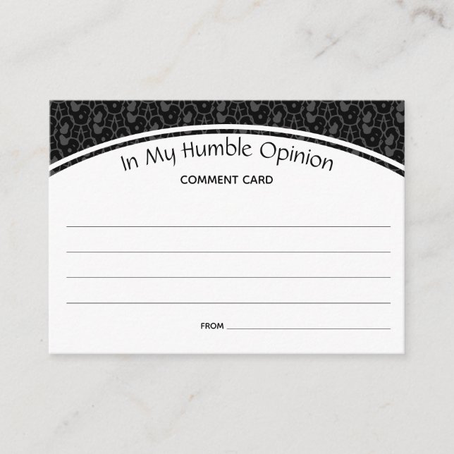 Tarjeta De Consejos Comentarios de personalizados en mi HUMILDE OPINIÓ (Anverso)