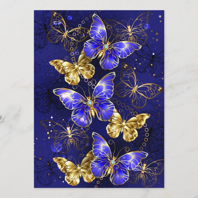 Tarjeta De Consejos Composición con mariposas de zafiro (Anverso)