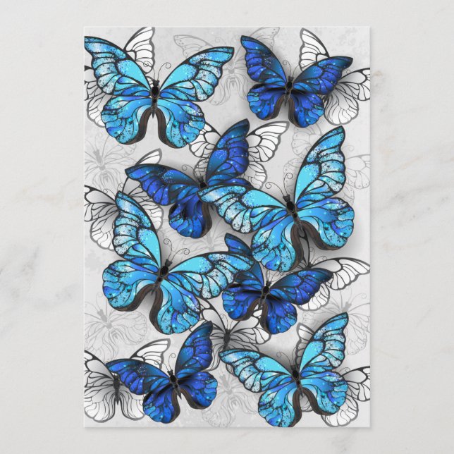 Tarjeta De Consejos Composición de mariposas blancas y azules (Anverso)