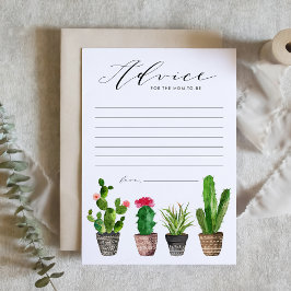Tarjeta De Consejos Consejos de Baby Shower de Boho Potted Succulents 