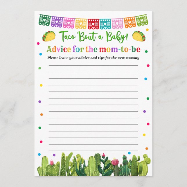 Tarjeta De Consejos Consejos de Baby Shower para la mami (Anverso)