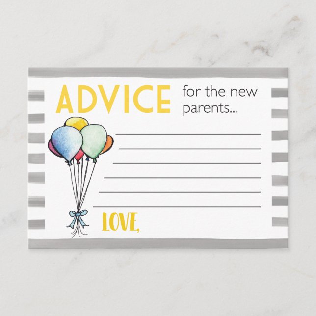 Tarjeta De Consejos Consejos de Baby Shower para los nuevos padres (Anverso)