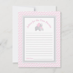 Tarjeta De Consejos Consejos de Baby Shower sobre elefantes rosados pa