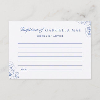 Tarjeta De Consejos Consejos de Bautizo Floral Botánico Azul