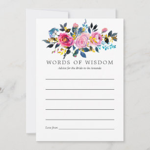 Tarjeta De Consejos Consejos de boda de estampado floral acuarela con