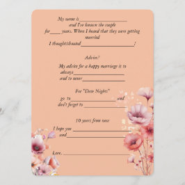 Tarjeta De Consejos Consejos de Boda Flores Acuarela Peach Fuzz 