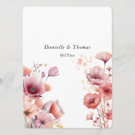 Tarjeta De Consejos Consejos de Boda Flores Acuarela Peach Fuzz 