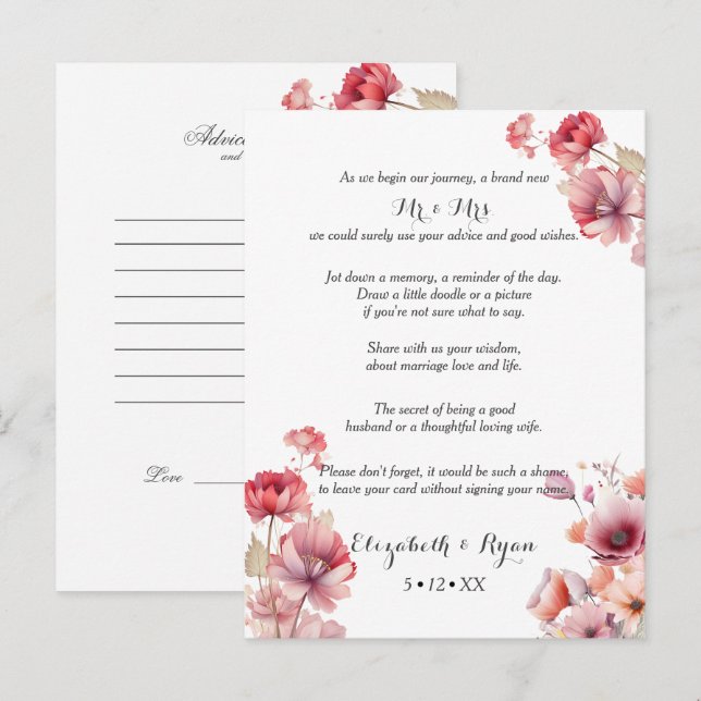 Tarjeta De Consejos Consejos de boda Peach Fuzz buenos deseos  (Anverso / Reverso)