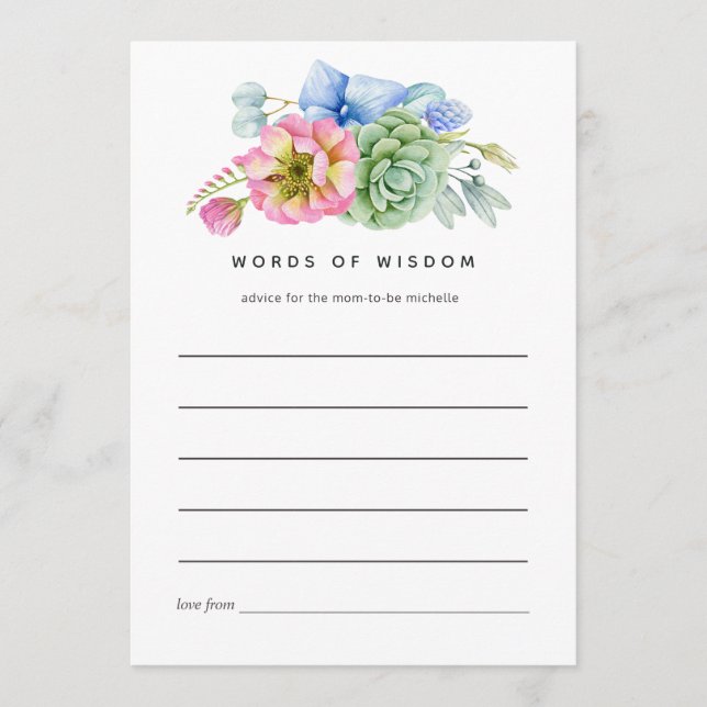 Tarjeta De Consejos Consejos de ducha de novia floral de moda (Anverso)