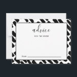 Tarjeta De Consejos Consejos de guión moderno para la novia en blanco<br><div class="desc">Tarjeta de consejos de boda de guión moderno para la novia en blanco y negro.</div>