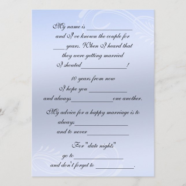 Tarjeta De Consejos Consejos divertidos y graciosos de matrimonio para (Anverso)