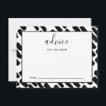 Tarjeta De Consejos Consejos modernos de escritura para la novia en bl<br><div class="desc">Consejo de Boda de escritura moderna para la tarjeta de consejo de la novia en blanco y negro.</div>