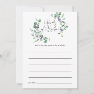 Tarjeta De Consejos Consejos para baby shower de Eucalipto Lavanda Ver