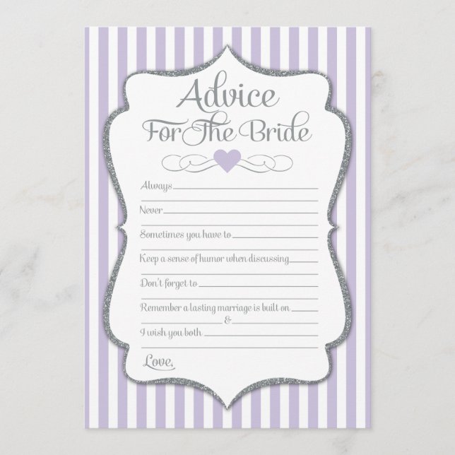 Tarjeta De Consejos Consejos Para La Ducha Bridal Lilac Lavender (Anverso)