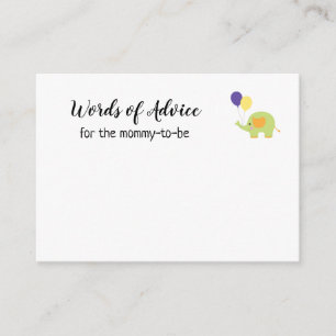 Tarjeta De Consejos Consejos para la futura mamá con elefante adorable