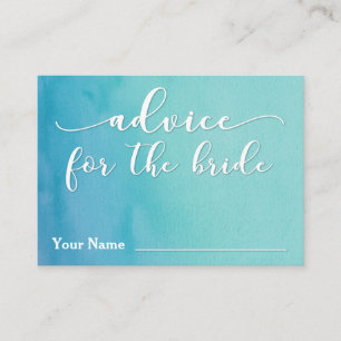Tarjeta De Consejos Consejos para la Novia Acuarela Ombre Azul y Verde