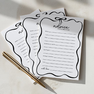 Tarjeta De Consejos Consejos Para La Novia Juego De Despedida De Solte