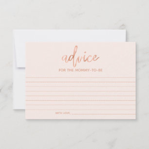 Tarjeta De Consejos Consejos para Mamá Chic Rosa Dorado Baby Shower