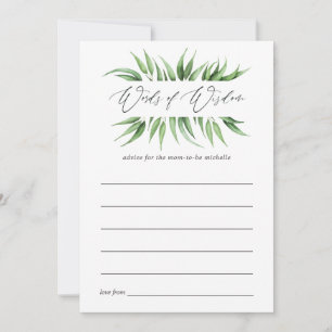 Tarjeta De Consejos Consejos para mamá en baby shower de vegetación