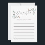 Tarjeta De Consejos Consejos para una Despedida de Soltera Invernal co<br><div class="desc">Tarjetas de consejos para la futura novia con hojas de acuarela para una despedida de soltera invernal diseñadas para ser personalizadas rápida y fácilmente.</div>