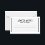 Tarjeta De Consejos Consejos y deseos de los Bodas blancos y negros<br><div class="desc">Tarjeta de consejos y deseos para Bodas Bodas blancos y negros que incluye su información en negrita negra sans serif con borde rectangular negro. Haga clic en el botón personalizar it para personalizar el diseño.</div>