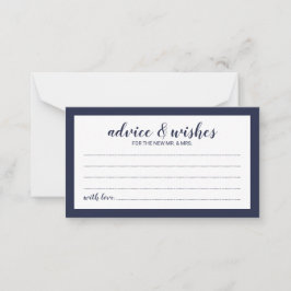 Tarjeta De Consejos Consejos y deseos del Boda azul de la marina de es