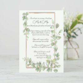 Tarjeta De Consejos Consejos y deseos del Boda de acuarela verde