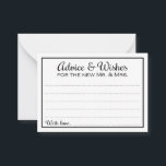 Tarjeta De Consejos Consejos y deseos elegantes para el Sr. y la Sra.<br><div class="desc">Estos elegantes consejos de boda y tarjetas de deseos serán la incorporación perfecta a la recepción de tu boda. Este diseño presenta un sencillo borde negro clásico con el texto "Consejos y deseos para el nuevo Sr. y la Sra." en una combinación de fuentes caligráficas y simples de color negro....</div>