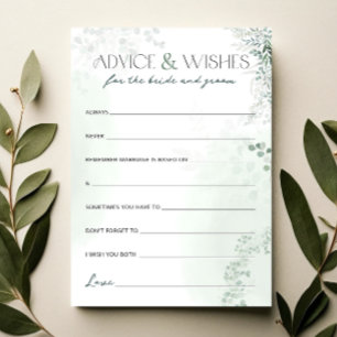 Tarjeta De Consejos Consejos y deseos para la novia y la ducha de novi