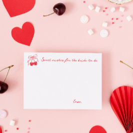 Tarjeta De Consejos Coquette Cherry Bridal Shower Sweet Wiers