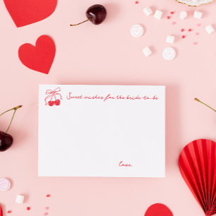 Tarjeta De Consejos Coquette Cherry Bridal Shower Sweet Wiers