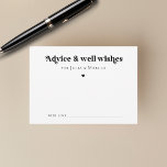 Tarjeta De Consejos Corazón con guión retro minimalista Deseos Boda<br><div class="desc">Estas modernas tarjetas de consejo minimalista le harían un maravilloso añadido a sus productos de ducha/boda de novia. Personalizar fácilmente el texto haciendo clic en la opción "personalizar".</div>