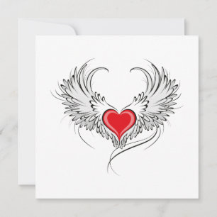 Tarjeta De Consejos Corazón de Ángel Rojo con alas