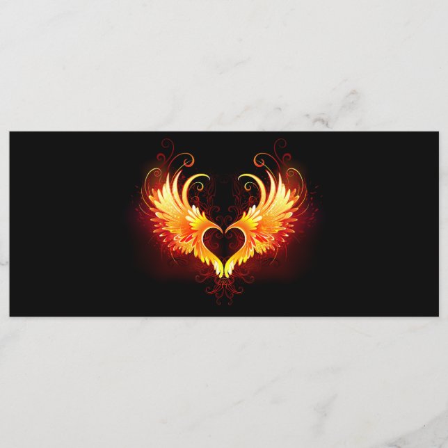 Tarjeta De Consejos Corazón de Fuego Ángel con Alas (Anverso)