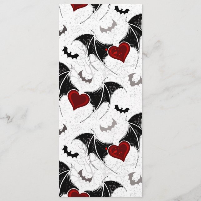 Tarjeta De Consejos Corazón de Halloween con alas de murciélago negro (Anverso)