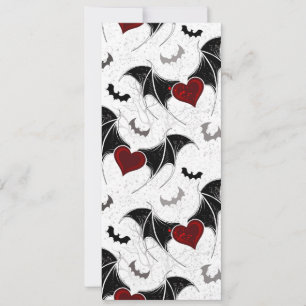 Tarjeta De Consejos Corazón de Halloween con alas de murciélago negro