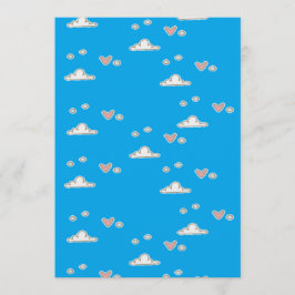 Tarjeta De Consejos Corazones y nubes en azul