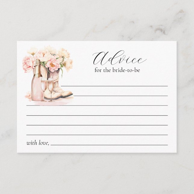 Tarjeta De Consejos Cowgirl Boots Bridal Shower Bride-to-Consejos (Anverso)