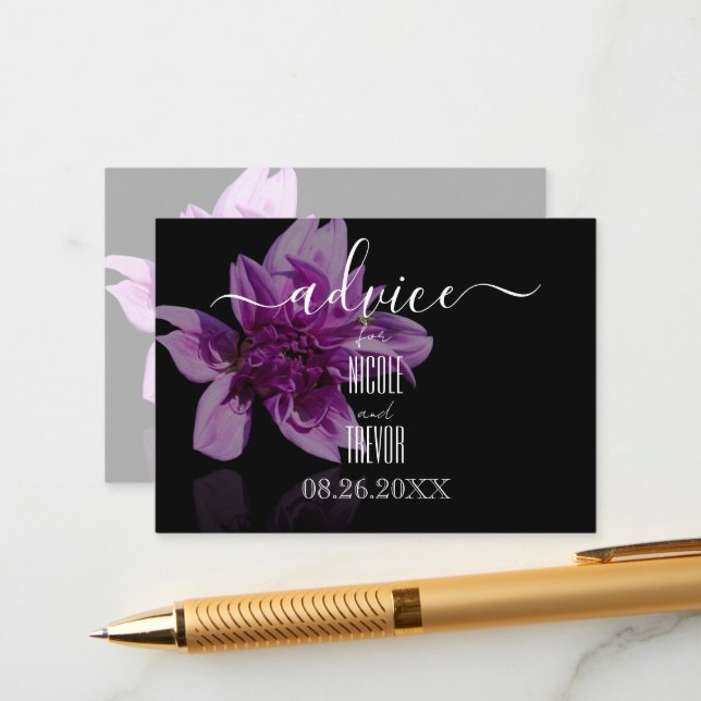 Tarjeta De Consejos Crea tu propia flor púrpura en negro (Anverso/Reverso In Situ)