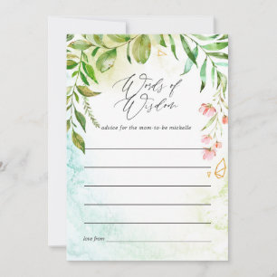 Tarjeta De Consejos Cristal de Boda Verde Acuarela