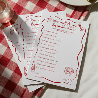 Tarjeta De Consejos ¿Cuánto conoces a la novia Juego de la ducha de la