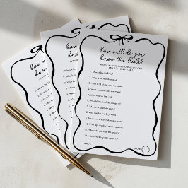 Tarjeta De Consejos ¿Cuánto conoces a la novia Juego de lazo negro?