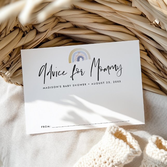 Tarjeta De Consejos Cuidado azul acuarela Arcoiris Baby Shower (Subido por el creador)